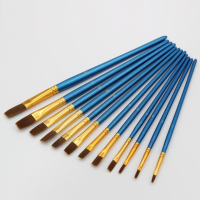 12 Stks Schilderen Borstel Parel Blauw Tekening Borstel Aquarel Acryl Borstel Set Professionele Olieverf Gereedschap Kun