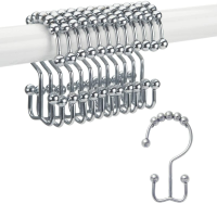 12 Stuks Rvs Douchegordijn Haken Ringen Roestbestendig Metalen Dubbele Glide Douche Haken voor Badkamer Douche Staven go