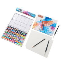 120 Kleuren Effen aquarelverfset Draagbaar schilderen Effen aquarelpigmentset met waterpenseel 2B Potloodmengpalet Aquar