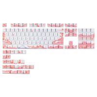 128 Toetsen Cherry Blossoms Keycap Set Cherry Profile PBT Vijfzijdige sublimatie Mount Fuji Sakuras Pink Flower Keycaps