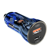 12V 24V Dual USB transparante autolader 30W PD + QC4.0 Supersnel opladen voor Apple Huawei Xiaomi Oppo Vivo
