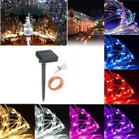 13M 120LED Zonne Koperen Slinger Feeënlicht Bruiloftsfeest Kersttuin Buitenlamp IP67