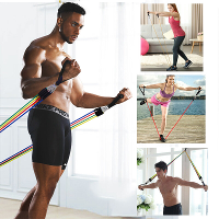 14 Stuks TPE weerstandsbanden trekkoord indoor draagbare fitnessapparatuur arm taille been borsttrainer oefenbenodigdhed