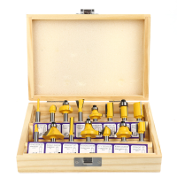 15 Stks 1/4 Inch Schacht Frezen Set Carbide Trimming Machine Tool Set voor houtbewerking