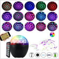 16 Kleuren Bluetooth luidspreker Disco Ball Mini Muziek Audio Podium Licht Afstandsbediening Draagbare projector Club Pa