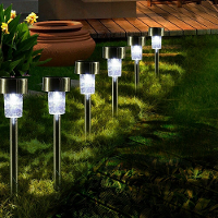 16 Stuks LED Zonne RVS Gazonlampen Tuin Buiten Landschap Padverlichting