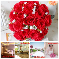 18 Hoofd / boeket 15 kunstzijde rozen bloemen bruids Home bruiloft Decor Supplies
