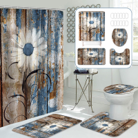 180X180 CM Daisy Douchegordijn Niet giftig Antislip Badmat Set Waterdicht Wc Tapijt Set
