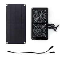 18V Solar Powered Dual Fan System Monocrystalline 10W Easy Install Ventilation Cooling Solution for Pet Houses Chicken C