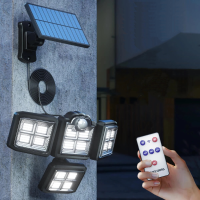192/198 LED COB Outdoor Zonne verlichting 4 Head Motion Sensor 270 Groothoek Verlichting Waterdichte Afstandsbediening S