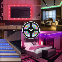 1M/2M/3M/4M/5M RGB LED stripverlichting dimbaar, niet waterdicht, flexibel, kleurrijk 2835 lampje + 24 toetsen afstandsb