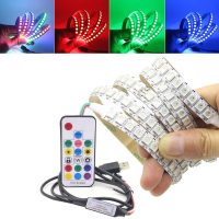1M WS2812B Full Color Niet waterdicht 144LEDs RGB Strip Light met 17 toetsen afstandsbediening DC5V