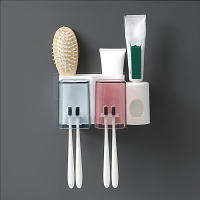 2/3/4 Kopjes Tandenborstelhouder Muur Opknoping Tandpasta Dispenser Sterk Draagvermogen Tandenborstelhouder