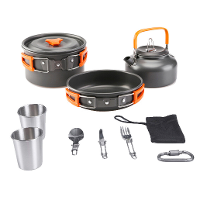 2 3 Persoon camping servies aluminium antikleef kookgerei buiten kookpan benodigdheden waterkoker pot pan kom hiking tri