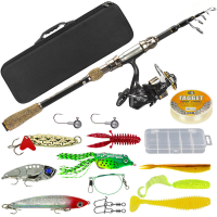 2.4M Visstok en Reel Combos Set Telescopische Vispaal met Spinning Reels Koolstofvezel Visstok voor Zoutwater/ Zoetwater