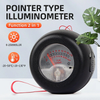 2 In 1 Lichtmeter Thermometer met Hoge Precisie Sensor 0.1~250,000Lux Dubbele Display Compact Ontwerp voor Werkomgeving