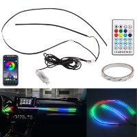 2 In 1 Symphony Car LED Phantom Atmosfeerlicht 110cm+35cm USB stekker met APP bediening Sfeerverlichting voor het interi