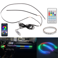 2 In 1 Symphony Car LED Phantom Sfeerlicht 110cm + 35cm USB stekker met APP bediening Ambient interieur decoratieve lamp