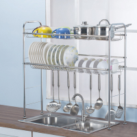 2 Niveaus Roestvrijstalen serviesrek Dual Sink Drain Rack Verstelbare Multi use Kitchen Organizer Rack Dish Shelf Sink D