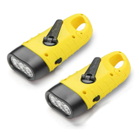 2 Stuks gele Handkraan Zaklamp Zonne energie Oplaadbaar Dynamo met Snelle Klem voor Kinderen Orkaan Storm Backpacken Rei