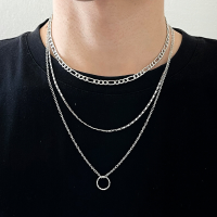 2 Stuks Legering Mode Hip Hop Cirkelvorm Hanger Multilayer Ketting: