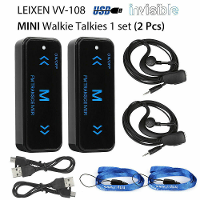 2 Stuks V108 Mini Walkie Talkie Twee weg 400 470MHz FM radio Ricetrasmittente + 2 Hoofdtelefoons USB oplaadkabel
