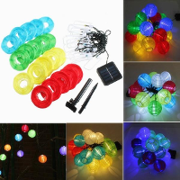 20 LED Solar Power Kleurrijke Lantern String Fairy Licht Outdoor Festival Garden Xmas Decor