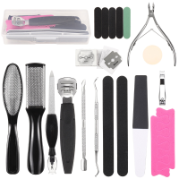 20 STKS Pedicureset Rasp Voetvijl Eelt Remover Schraper Nagelverzorgingstool W / Opbergdoos