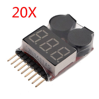 20 X 2 in 1 Lipo Batterij Lage Spanning Tester 1S 8S Zoemer Alarm