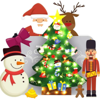 2020 Kerst Decor DIY Vilt Kerstboom voor Thuis Nieuwjaar Geschenken Kerst Ornamenten Kerstman LED Xmas Tree