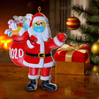 2020 Kerstversiering Kerstman met masker in quarantaine aandenken