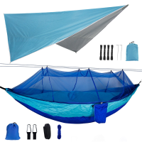260X140 cm Dubbele Persoon Camping Hangmat met Klamboe + 300x260 cm Luifel Outdoor Camping Reizen Max Belasting 300 kg