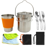 26Oz Kampeer Waterbeker Toerisme Tafelgerei 304 Roestvrij Stalen Picknick Bestek Buitenuitrusting Met Reisset Voor Koken