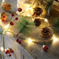 2M paddestoel dennennaald dennenappel koperdraad Kerst LED String Batterijvoeding Thanksgiving Bruiloft Xmas Bells Decor