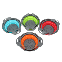 2Pcs Set Inklapbare Opvouwbare Silicone Aftap Vergiet Fruit Groente Zeef Mand