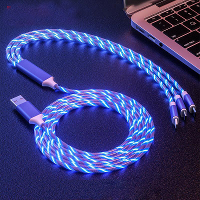 3 In 1 gloeiende kabel LED licht USB naar Type C/Micro/iP kabel Snel opladen 1 meter lang voor iPhone 14 Pro, iPad Pro,
