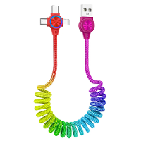 3 In 1 USB A naar iP/Type C/Micro USB Springkabel Snelle Oplading Gegevensoverdracht Koperen Kernlijn 1M Lang voor Huawe