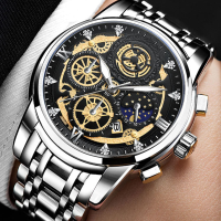 3 Kleuren roestvrij staal legering heren zakelijke mode waterdichte ronde quartz horloges