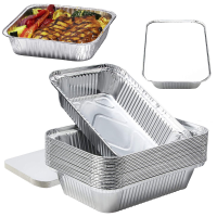 30/50X Folie Aluminium Dienbladen Met Deksel Wegwerp Koffiebrander Bakoven Afhaalmaaltijden