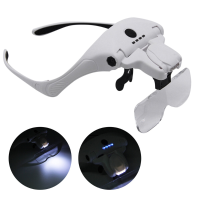 300Mah Professional Magnifying Glasses with 5 Lens 1X 3.5X 4 LED Headband Magnifier Lamp USB Charging Jeweler Repair Lou