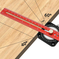 300Mm 12 Inch Houtbewerkingspotlood Compass Hoekpunt Aftekengereedschap Verstelbare T vormige liniaal 360 graden Hoekmar