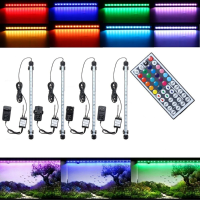 38 CM 5.9 W RGB LED Aquarium Aquarium Licht SMD5050 Kleur Veranderende Bar Dompellamp + Afstandsbediening AC110 240V