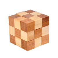 3D in elkaar grijpende puzzels Spel Speelgoed Bamboe Klein formaat voor volwassenen Kinderen IQ Brain Teaser Kong Ming L