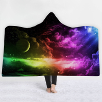 3D Starry Sky Patroon Warm houden Hooded Dekens multifunctionele Volwassen Kinderen dubbellaags Warme Sjaal Soft Pullove