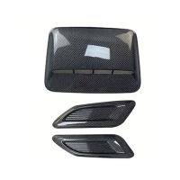 3Pcs Universal Car Air Flow Intake Hood Scoop Vent Bonnet Decorative Cover Center Side Air Outlet Hood