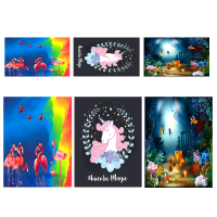 3X5FT 8x10FT Flamingo Vis Eenhoorn Dieren Fotografieachtergrond Studio Prop Achtergrond