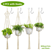 4 Stks Handgeweven Bloempot Netto Zak Tuinieren Balkon Plant Lanyard Houder: