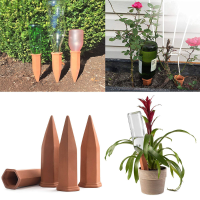 4 Stks / set Moderne Terracotta Klei Plant Watering Stakes Automatische Water Spikes Lange Hals Fles Water Gieter Druppe