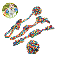 4 Stuks hond kauwtouw sterke knoop bal huisdier gebitsreiniging touw hond speelgoed kit: