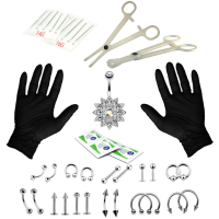 41 STUKS Piercing Tool Kit Oor Neus Navel Tepel Naald Schaar Set